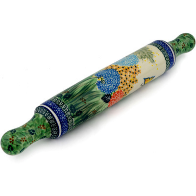 Polish Pottery Rolling Pin 18&quot; Spring Garden UNIKAT