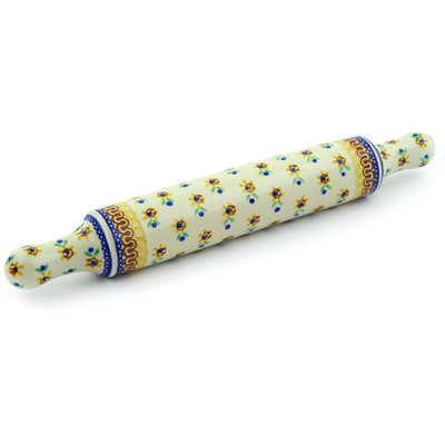 Polish Pottery Rolling Pin 18&quot; Sunshine Kiss