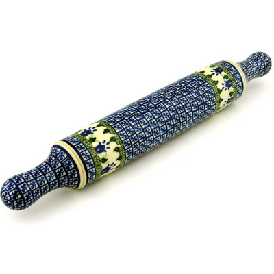 Polish Pottery Rolling Pin 18&quot; Texas Bluebell