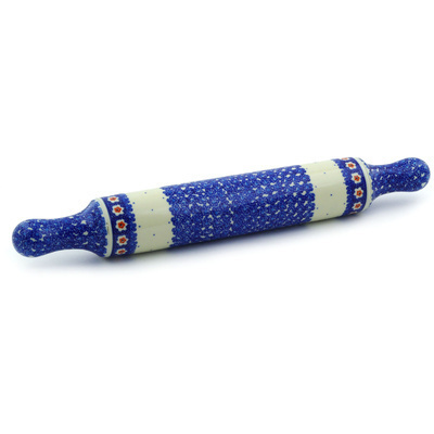 Polish Pottery Rolling Pin 18&quot; Underwater Flowers