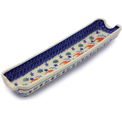 Polish Pottery Rolling Pin Cradle 13&quot; Angel Fish