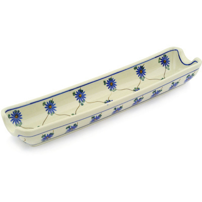Polish Pottery Rolling Pin Cradle 13&quot; Aster Trellis