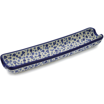 Polish Pottery Rolling Pin Cradle 13&quot; Blue Confetti