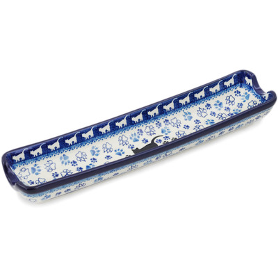 Polish Pottery Rolling Pin Cradle 13&quot; Boo Boo Kitty Paws
