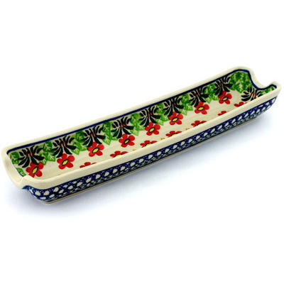 Polish Pottery Rolling Pin Cradle 13&quot; Buenos Dias