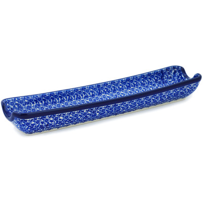 Polish Pottery Rolling Pin Cradle 13&quot; Choppy Waters