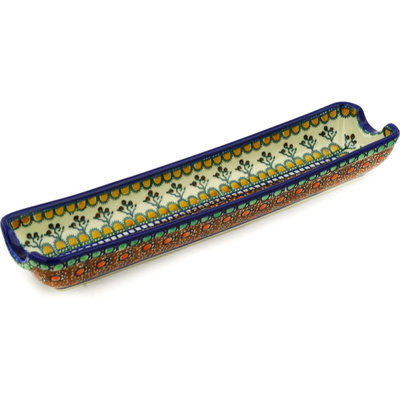 Polish Pottery Rolling Pin Cradle 13&quot; Cranberry Medley UNIKAT