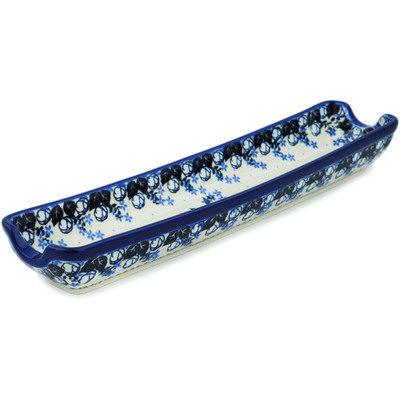 Polish Pottery Rolling Pin Cradle 13&quot; Flowers At Dusk