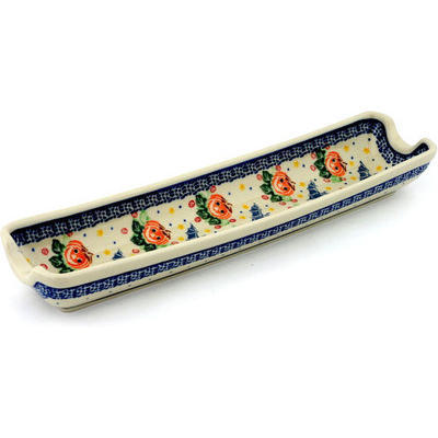 Polish Pottery Rolling Pin Cradle 13&quot; Happy Halloween