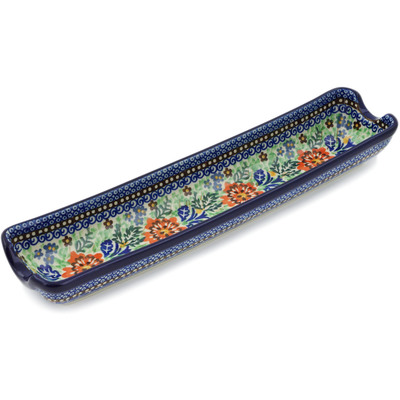 Polish Pottery Rolling Pin Cradle 13&quot; Lovely Spring Day UNIKAT