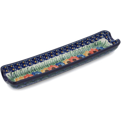 Polish Pottery Rolling Pin Cradle 13&quot; Primary Poppy Chain UNIKAT