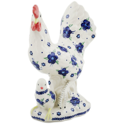 Polish Pottery Rooster Figurine 1&quot; Bleu-belle Fleur