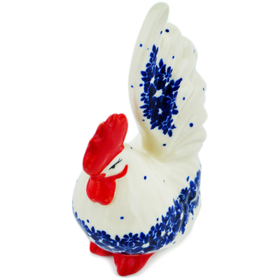 Polish Pottery Rooster Figurine 4&quot; Blue Morning Frost UNIKAT