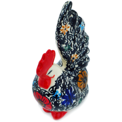 Polish Pottery Rooster Figurine 4&quot; Flowered Lace