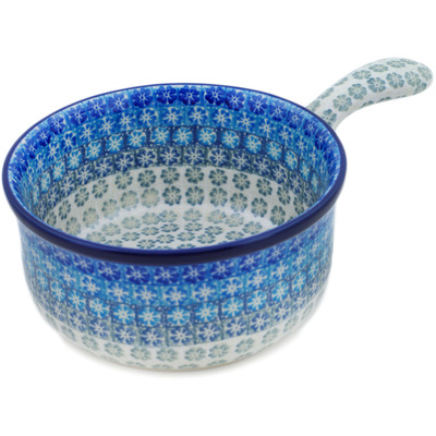 Polish Pottery Round Baker with Handles 10&quot; Blue-tiful Day UNIKAT
