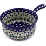 Polish Pottery Round Baker with Handles 10&quot; Blue Tulip Peacock