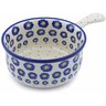 Polish Pottery Round Baker with Handles 10&quot; Blue Zinnia