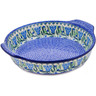 Polish Pottery Round Baker with Handles 10-inch Gentian Wreath UNIKAT