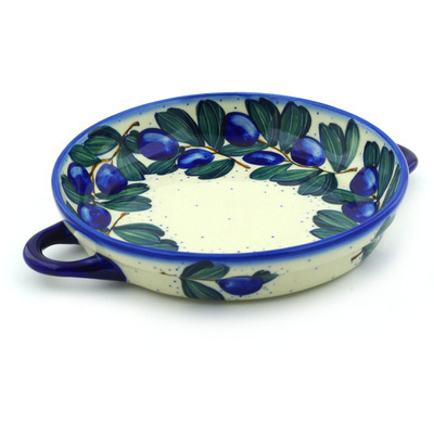 Polish Pottery Round Baker with Handles 10&quot; Grape Vines UNIKAT