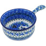 Polish Pottery Round Baker with Handles 10&quot; Hummingbird Blue UNIKAT