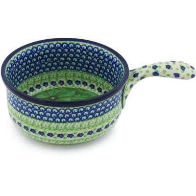 Polish Pottery Round Baker with Handles 10&quot; Key Lime Dreams UNIKAT
