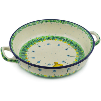 Polish Pottery Round Baker with Handles 10-inch Medium Beehive Full Of Bees UNIKAT