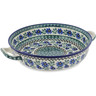 Polish Pottery Round Baker with Handles 10-inch Medium Blue Chicory