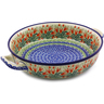 Polish Pottery Round Baker with Handles 10-inch Medium Crimson Bells