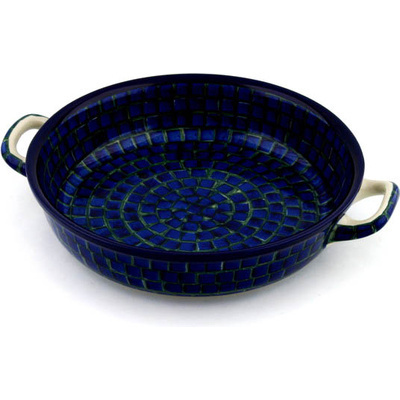 Polish Pottery Round Baker with Handles 10-inch Medium