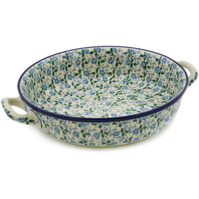 Polish Pottery Round Baker with Handles 10-inch Medium Summer Wind