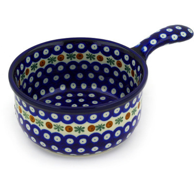 Polish Pottery Round Baker with Handles 10&quot; Mosquito