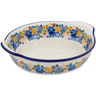 Polish Pottery Round Baker with Handles 10-inch Pansy Wreath UNIKAT