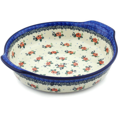 Polish Pottery Round Baker with Handles 10-inch Pasadena Delight