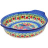 Polish Pottery Round Baker with Handles 10-inch Splendid Meadow UNIKAT
