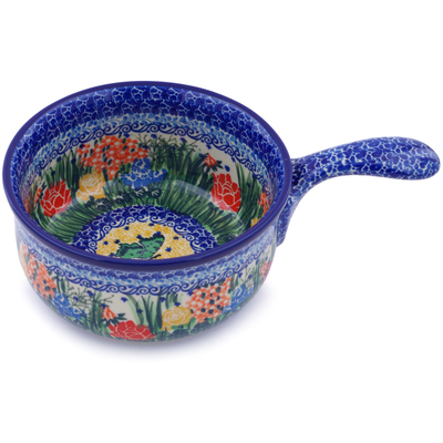 Polish Pottery Round Baker with Handles 10&quot; Springtime Butterfly UNIKAT
