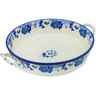 Polish Pottery Round Baker with Handles 11&quot; Blue Spring Blue