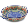 Polish Pottery Round Baker with Handles 11&quot; Crimson Bells