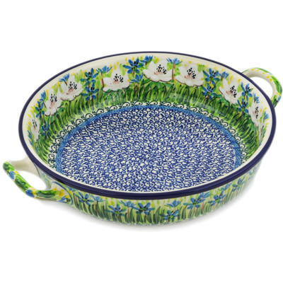 Polish Pottery Round Baker with Handles 11&quot; Spring Morning UNIKAT