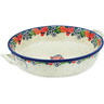 Polish Pottery Round Baker with Handles 11&quot; Spring&#039;s Arrival