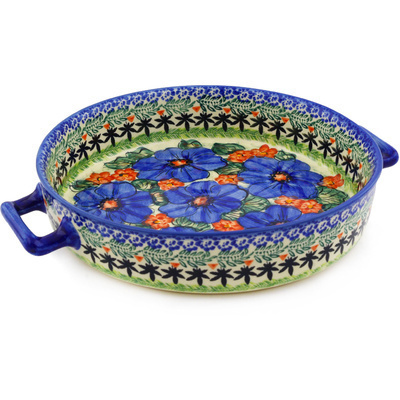 Polish Pottery Round Baker with Handles 11&quot; UNIKAT