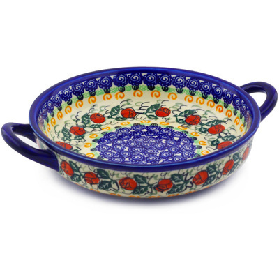 Polish Pottery Round Baker with Handles 11&quot; UNIKAT