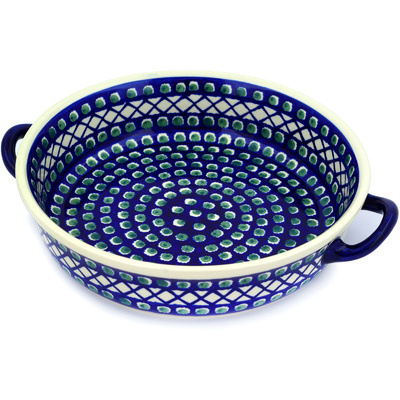 Polish Pottery Round Baker with Handles 13&quot; Illusion