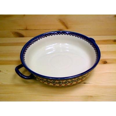 Polish Pottery Round Baker with Handles 13&quot; Octoberfest