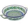 Polish Pottery Round Baker with Handles 6&frac12;-inch Aster Wreath