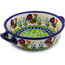 Polish Pottery Round Baker with Handles 6-inch Country Rooster UNIKAT