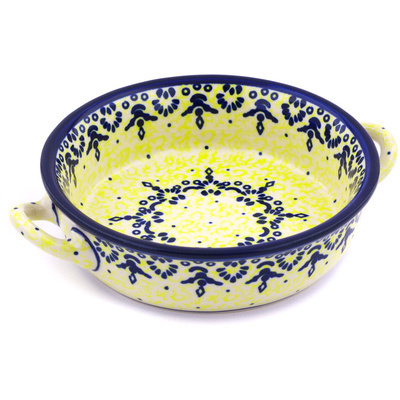 Polish Pottery Round Baker with Handles 6-inch