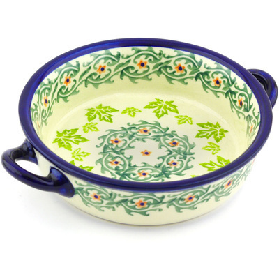 Polish Pottery Round Baker with Handles 6-inch