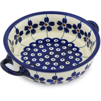 Polish Pottery Round Baker with Handles 6-inch