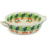 Polish Pottery Round Baker with Handles 6-inch Juicy Bunch Of Raspberries