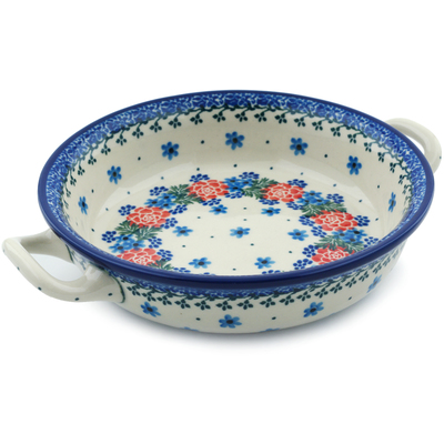 Polish Pottery Round Baker with Handles 6&frac12;-inch Winter Wreath